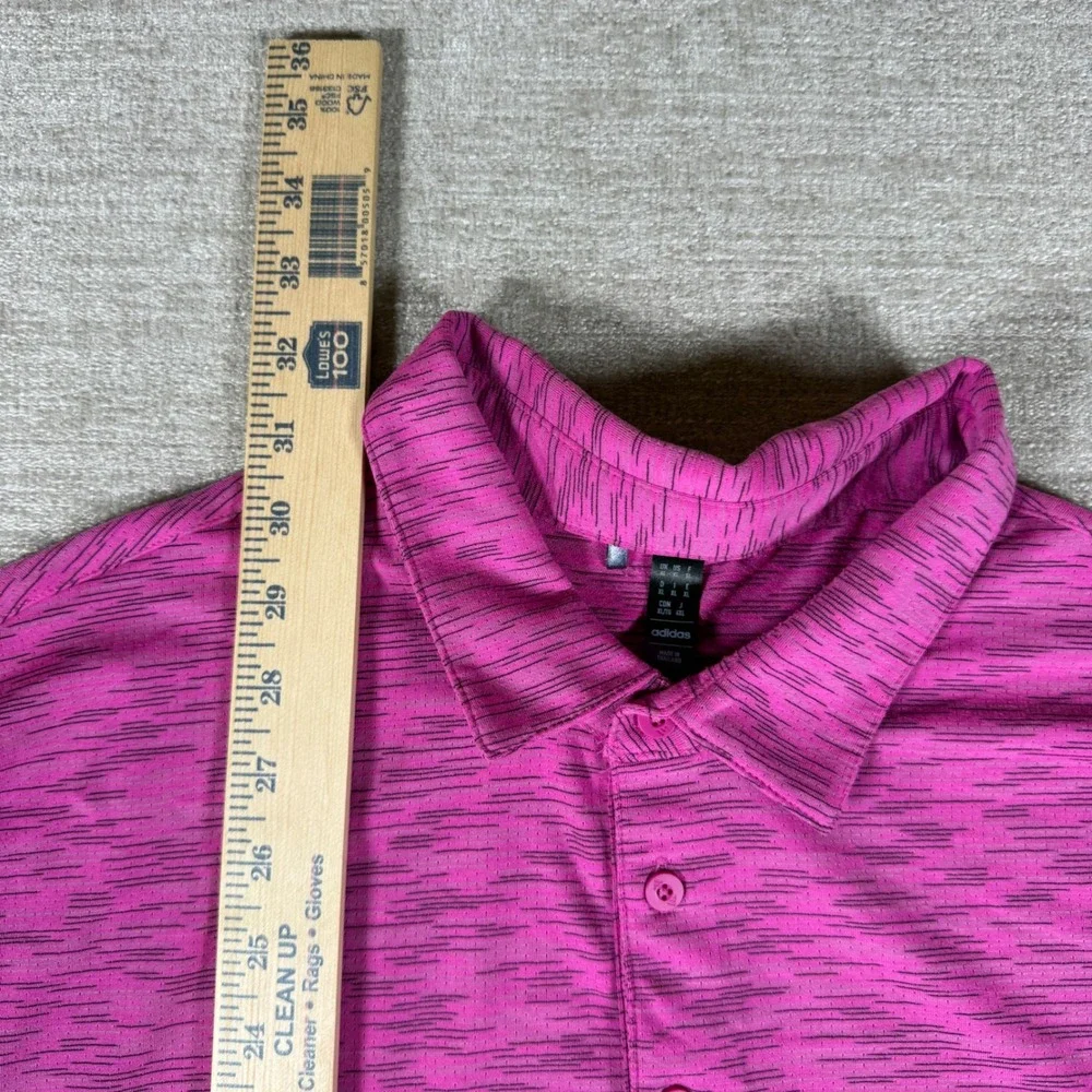 Adidas Polo Shirt Mens XL Pink Space Dye Performance Golf Short Sleeve